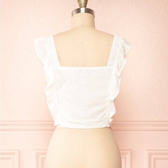 Boutique 1861 Ruz | White Boxy Crop Top w/ Ruffles - Picture 3 of 6